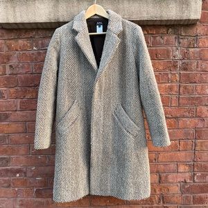 APC herringbone virgin wool blend tweed overcoat